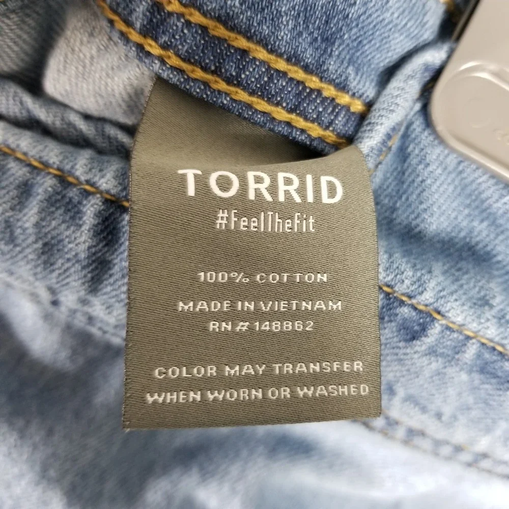 Torrid Overalls Womens 18R Blue Denim Cotton Button Front Tie Back Straight Leg